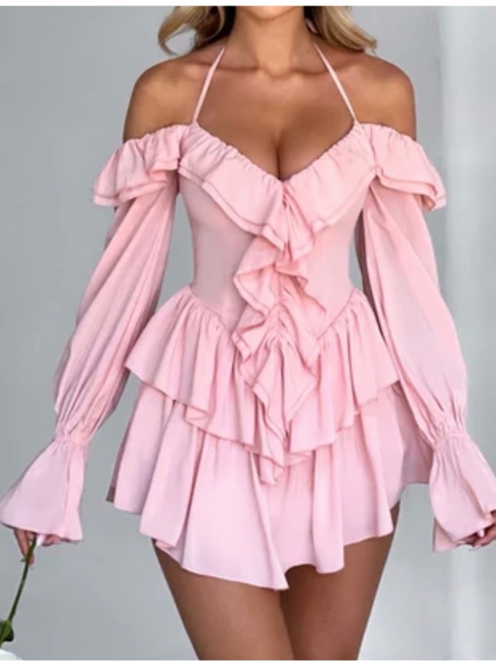 Babyboo Pink Ruffled Romper - Picture 2 of 5